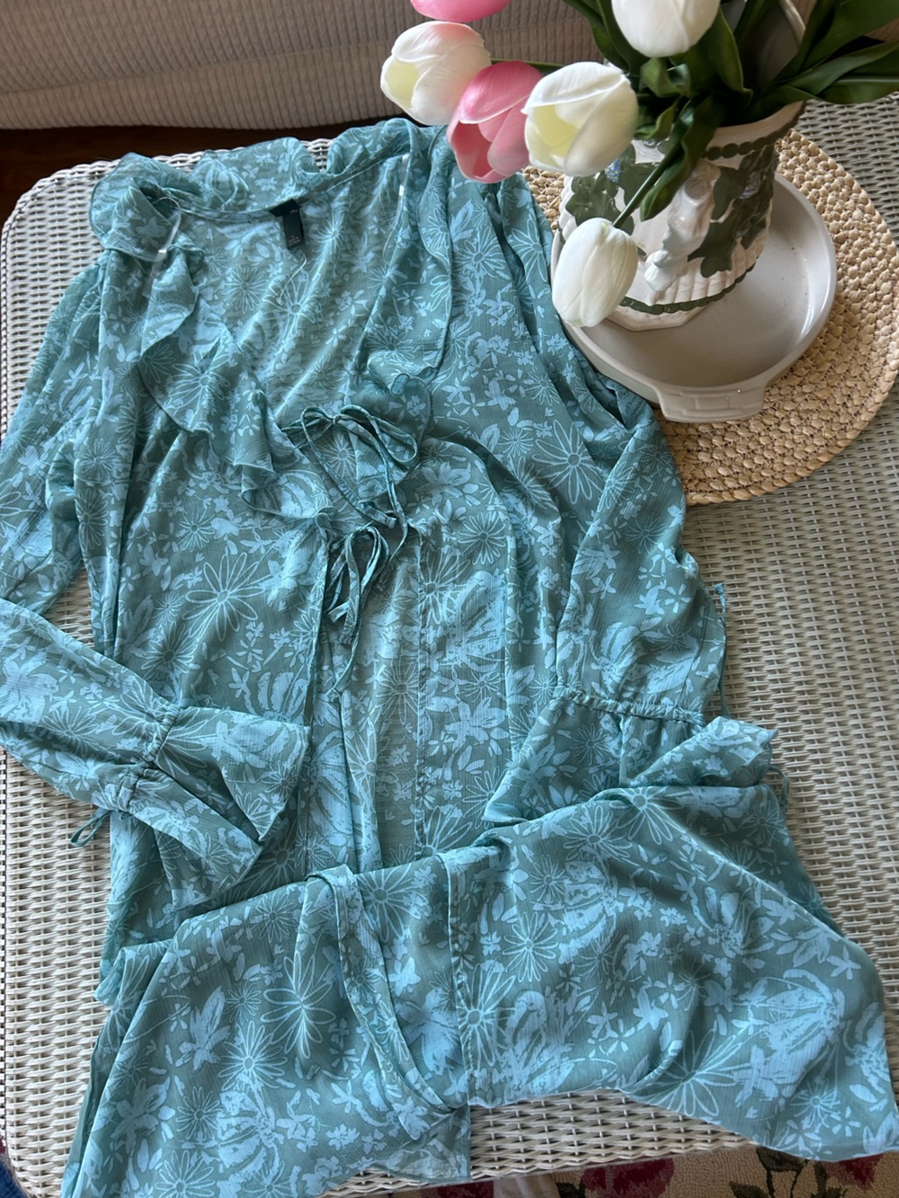 wild fable Light Teal Floral Duster
